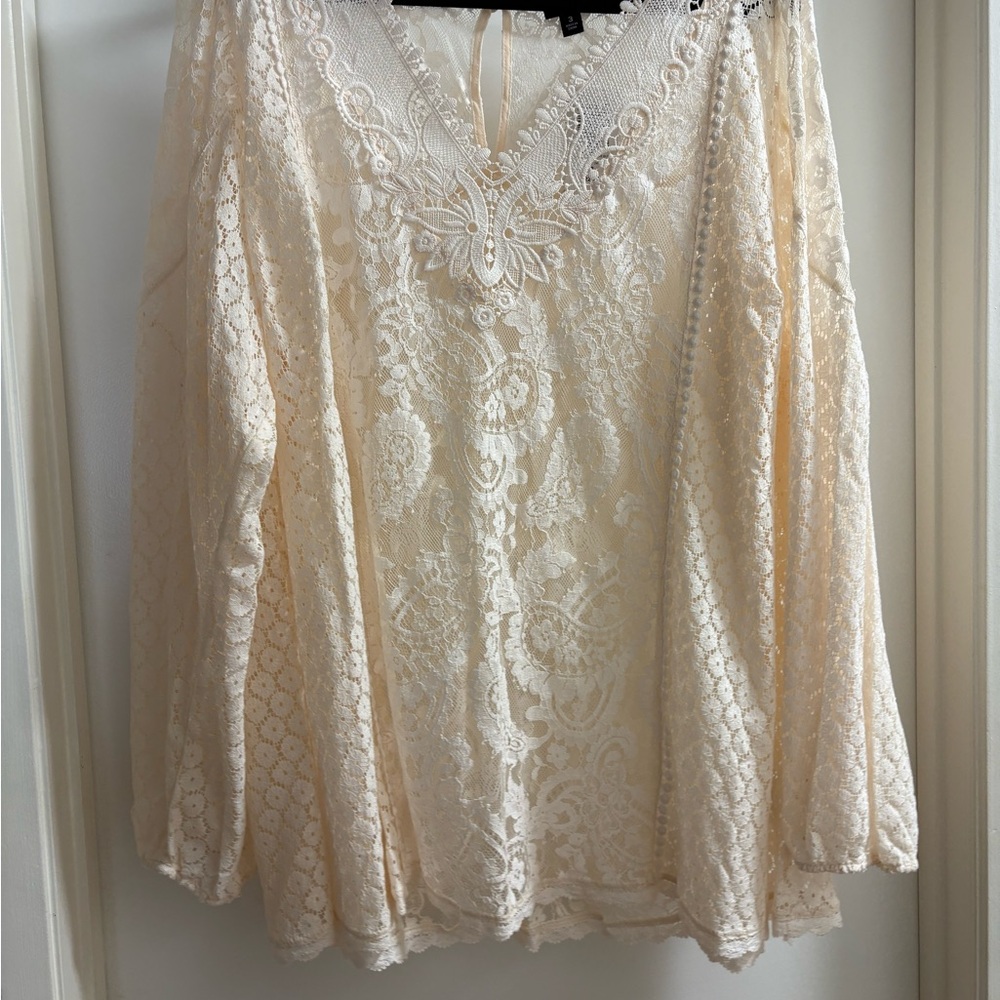Torrid Cream Lace Blouse